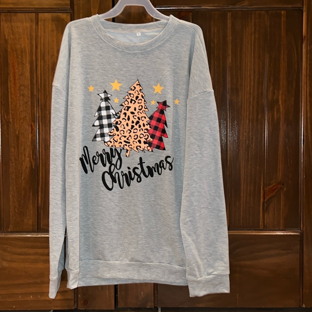 “Merry Christmas” grey long sleeve shirt!